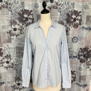 H&M Pinstripe Button Down with Floral Print Blue